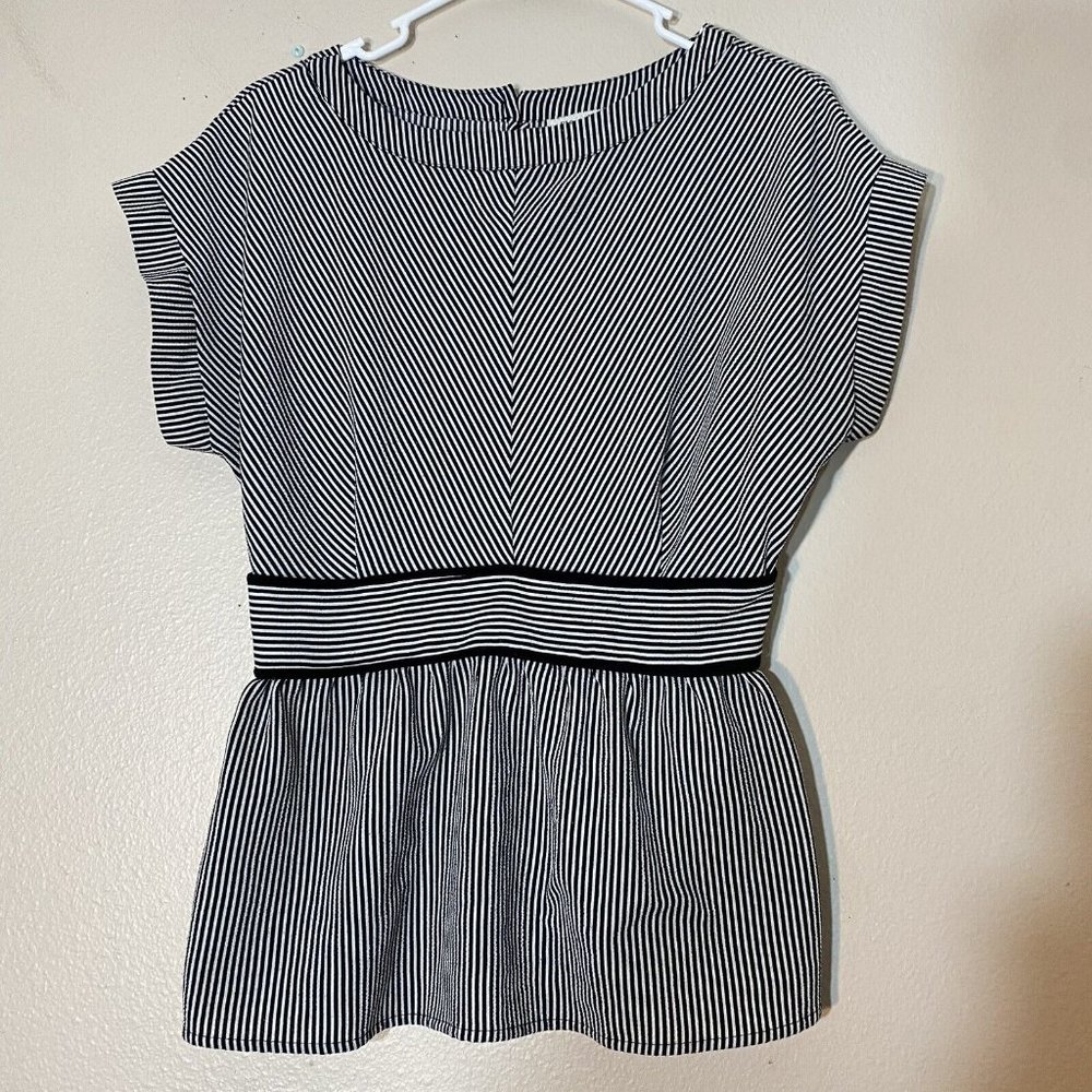 Monteau Black and White Striped Blouse